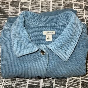 LL Bean Womens Jacket Baby Blue Corduroy Size Small Trucker Chore Barn Western
